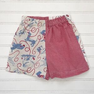HANNA KATE EUC Patternblock Dog Gingham Elastic Waist Shorts